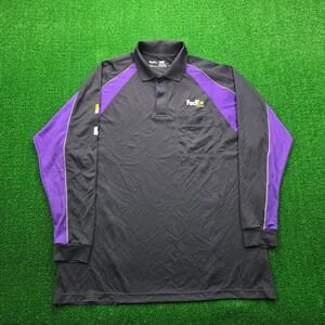 Fedex Express Polo Shirt Mens XL Black Long Sleeve Employee Uniform Work Wear